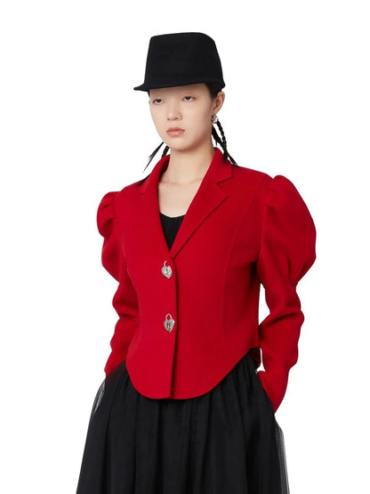 YES BY YESIR red heart lock woolen short coat - Eitt