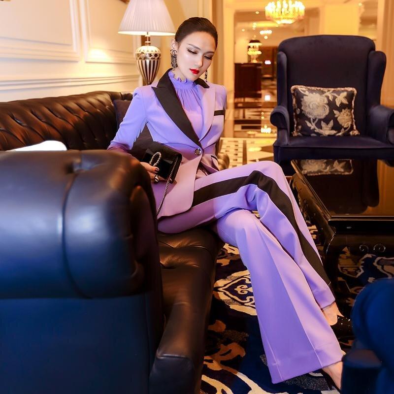 Purple Professional Suit Jacket Micro-flared Pants - Ulia – GOOD