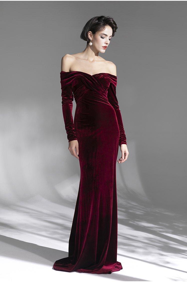 G-end minimalist elegant velvet prom bridal evening dress - Sulim ...