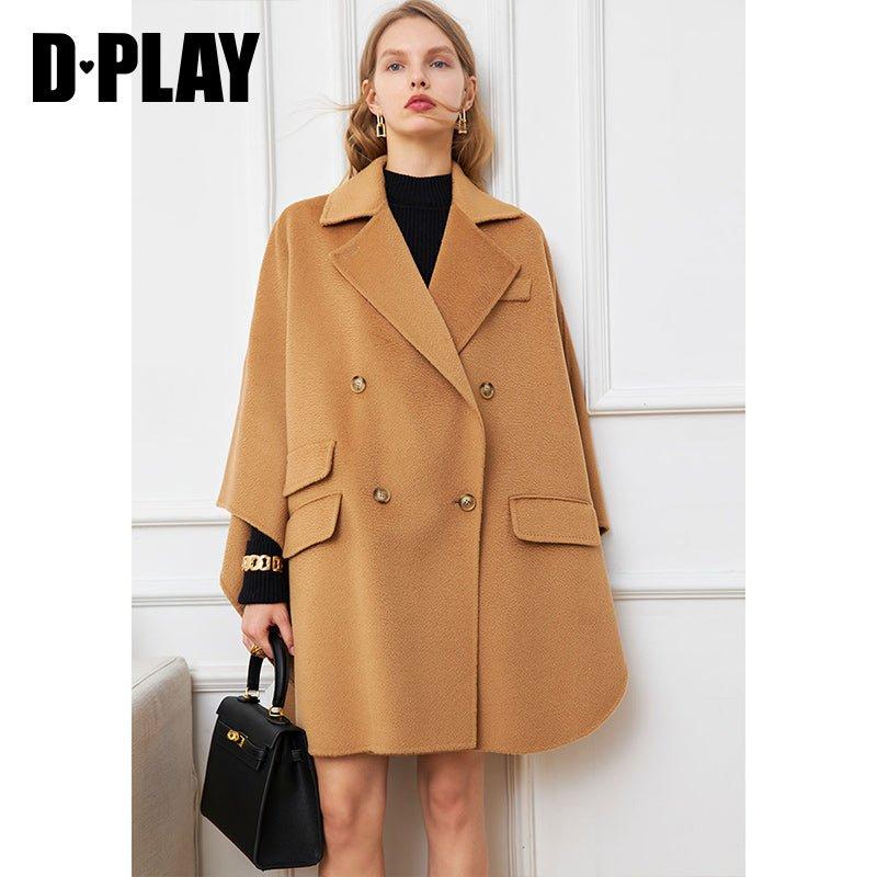 DPLAY fall autumn and winter khaki woolen cape coat Rai Tan