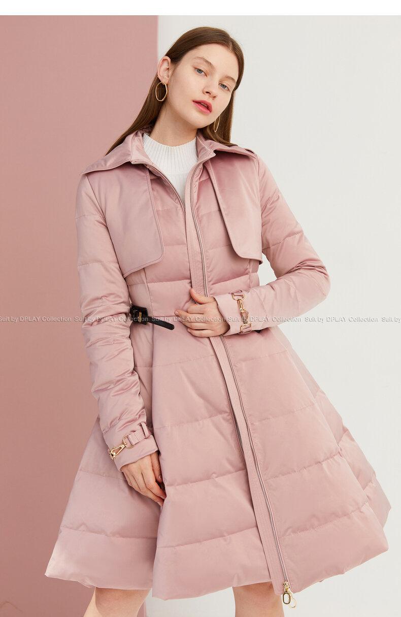 Long nude puffer online coat