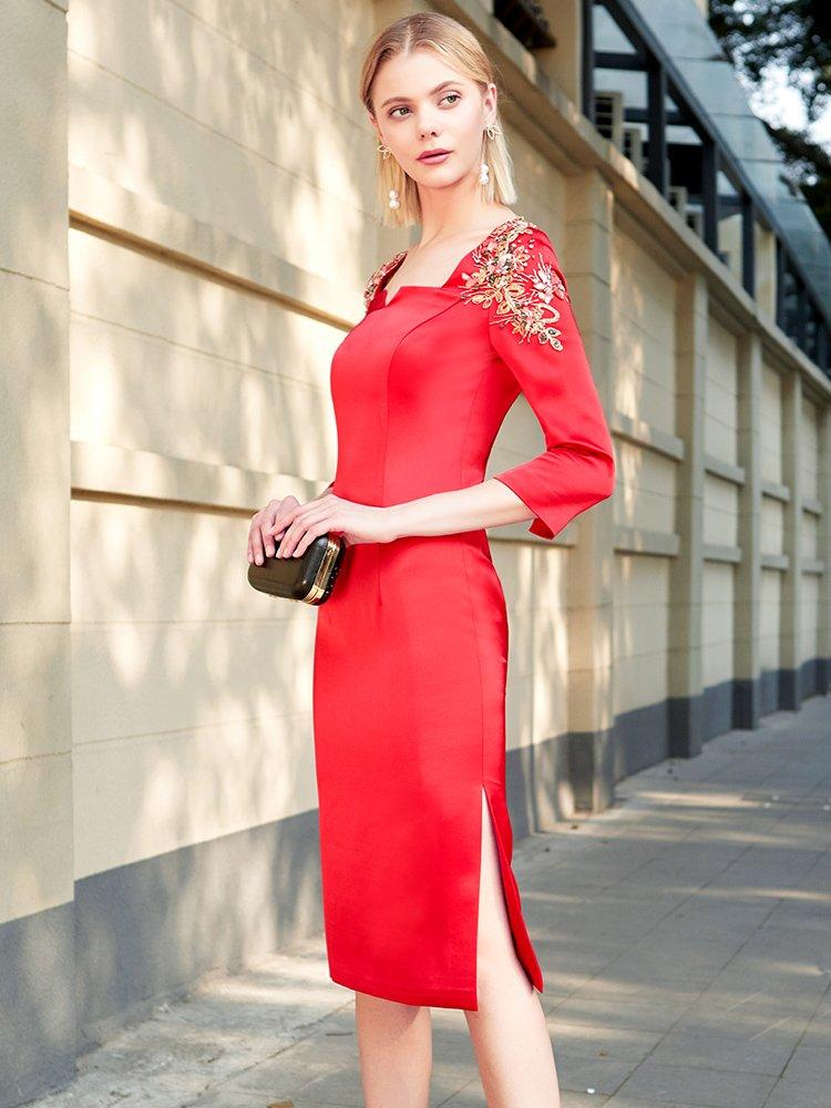 Elegant Red Lace Dress