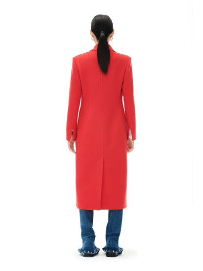 YES BY YESIR luxury autumn winter red slim flower wool coat - Behi