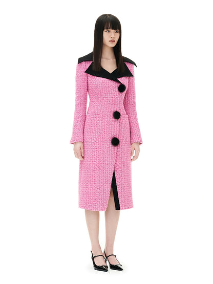 YES BY YESIR Fall/Winter Pink tweed elegant Jacket Dress - Amal