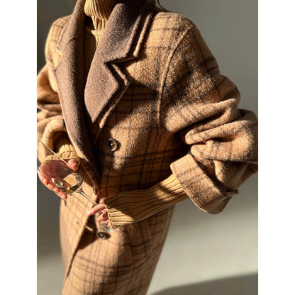 Chestnut double-faced wool winter coat- Mountain wild