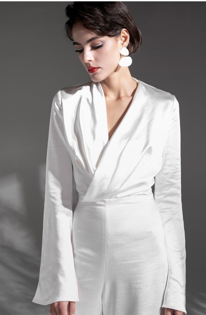 Stylish elegant simple minimalist white wedding jumpsuit - Tarin – GOOD ...