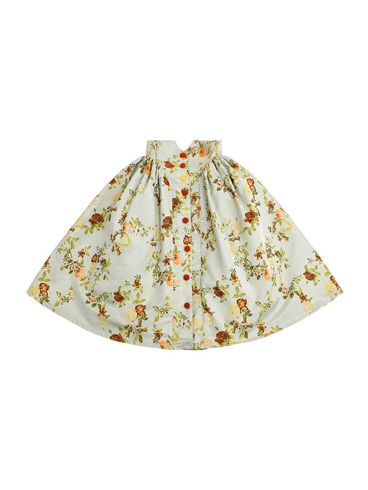 Le Palais Vintage Elegant Retro French Floral Design High Waist Tutu Skirt-Mide