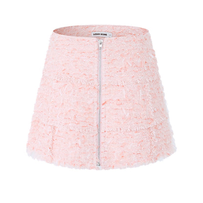 LEDIM W pastel pink spliced tweed short skirt - Lippi