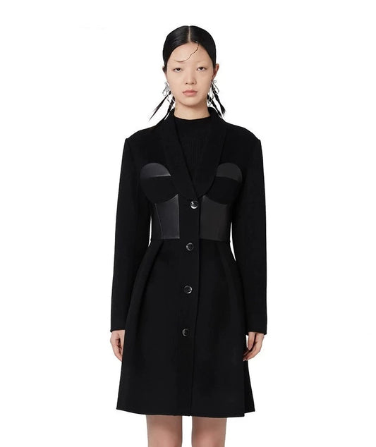 YES BY YESIR black mask cocktail coat dress - guarded