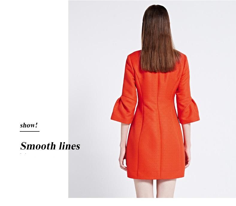 FINAL SALE  Portrait round neck bud sleeve orange dress- Drea