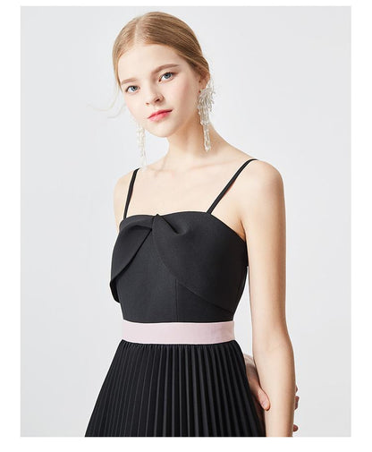 Luxury color block pleated cocktail lbd dress - Vania