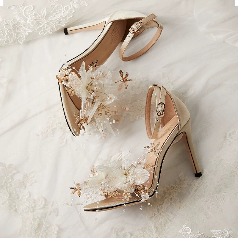 BETUSH Rose Gold Metallic Mirror Women's High Heel Wedding Bridal Sandal –  Zerga Shoes