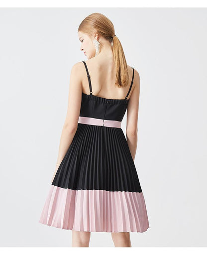 Luxury color block pleated cocktail lbd dress - Vania